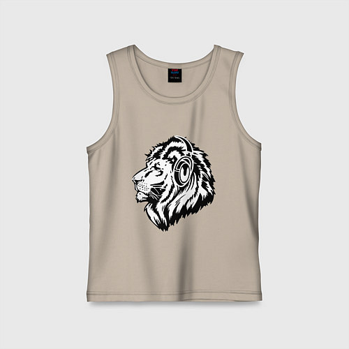 Детская майка Лев в наушниках / Миндальный – фото 1