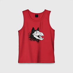 Майка детская хлопок Fashionable avant-garde wolf, цвет: красный