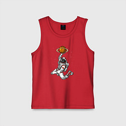 Майка детская хлопок Космический баскетболист, цвет: красный