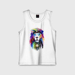 Майка детская хлопок Color lion! Neon!, цвет: белый