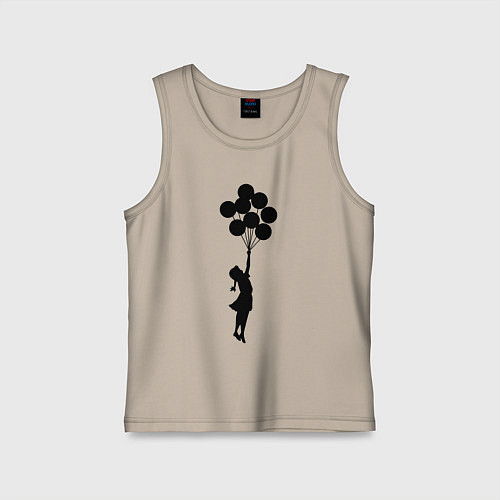 Детская майка BANKSY БЭНКСИ девочка с шариками / Миндальный – фото 1