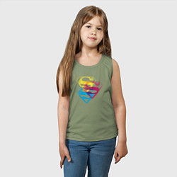 Майка детская хлопок Лого Супермена, цвет: авокадо — фото 2