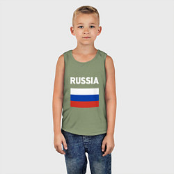Майка детская хлопок Russian Flag, цвет: авокадо — фото 2