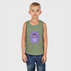 Майка детская хлопок Purple monster, цвет: авокадо — фото 2