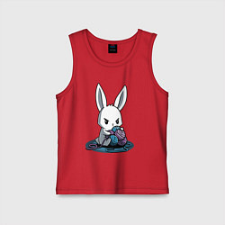 Майка детская хлопок Зайчонок обнял клубки The bunny hugged the balls, цвет: красный