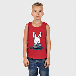 Майка детская хлопок Зайчонок обнял клубки The bunny hugged the balls, цвет: красный — фото 2