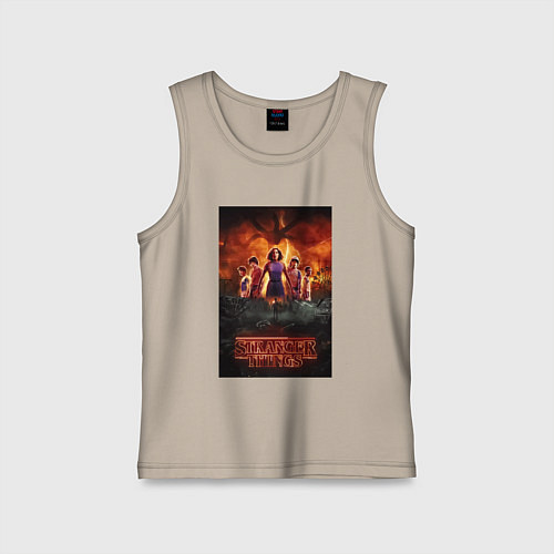 Детская майка Очень странные дела, персонажи / Миндальный – фото 1