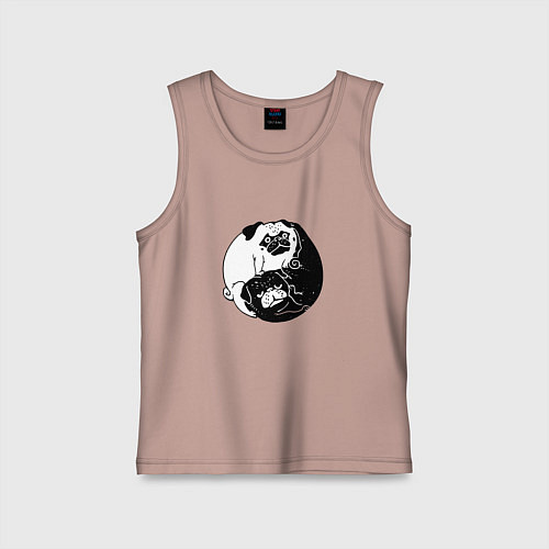 Детская майка Собачий Инь Янь / Пыльно-розовый – фото 1