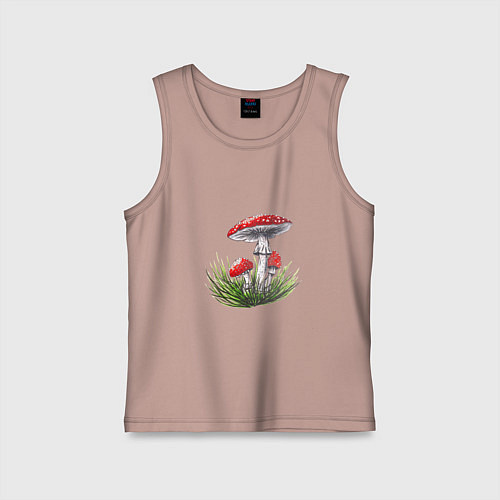 Детская майка Мухоморы в траве / Пыльно-розовый – фото 1