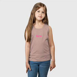 Майка детская хлопок Barbie mini logo, цвет: пыльно-розовый — фото 2