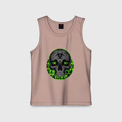 Майка детская хлопок SKULL TOXIC, цвет: пыльно-розовый