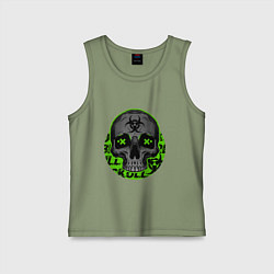 Майка детская хлопок SKULL TOXIC, цвет: авокадо