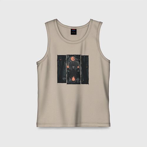 Детская майка Оранжевая луна и медведь шаман / Миндальный – фото 1