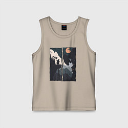 Майка детская хлопок Оранжевая луна и дикий альпинизм, цвет: миндальный