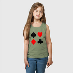 Майка детская хлопок Четыре масти игральных карт, цвет: авокадо — фото 2