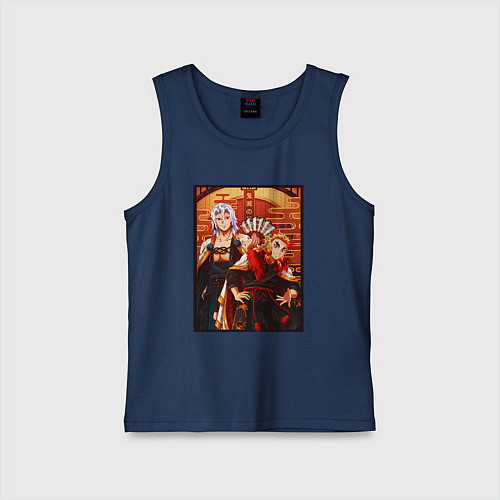 Детская майка Тенген и Ренгоку красивые - Клинок рассекающий дем / Тёмно-синий – фото 1