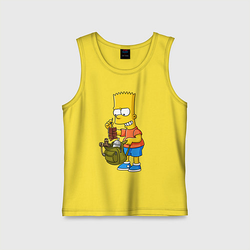 Детская майка Барт Симпсон разбирает свой рюкзак / Желтый – фото 1