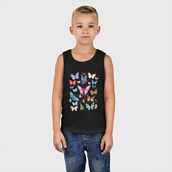 Майка детская хлопок Волшебные бабочки акварелью, цвет: черный — фото 2