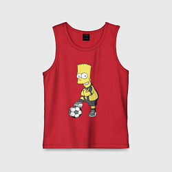 Майка детская хлопок Барт Симпсон - крутой футбольный форвард, цвет: красный