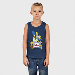 Майка детская хлопок Семейка Симпсонов в праздничных нарядах, цвет: тёмно-синий — фото 2