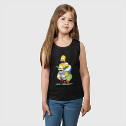 Майка детская хлопок Гомер Симпсон и Клоун Красти едут на детском велос, цвет: черный — фото 2