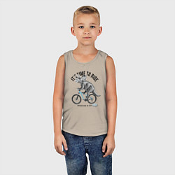 Майка детская хлопок Путешествие на велосипеде, цвет: миндальный — фото 2