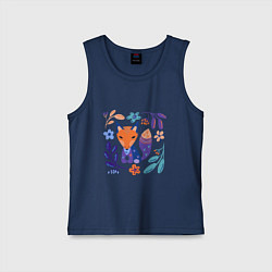 Майка детская хлопок Лисичка в скандинавском стиле, цвет: тёмно-синий