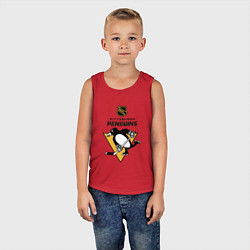 Майка детская хлопок Питтсбург Пингвинз НХЛ логотип, цвет: красный — фото 2
