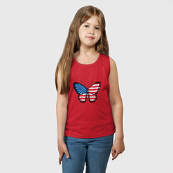 Майка детская хлопок Бабочка - США, цвет: красный — фото 2