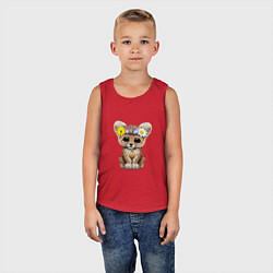 Майка детская хлопок Мир - Леопард, цвет: красный — фото 2