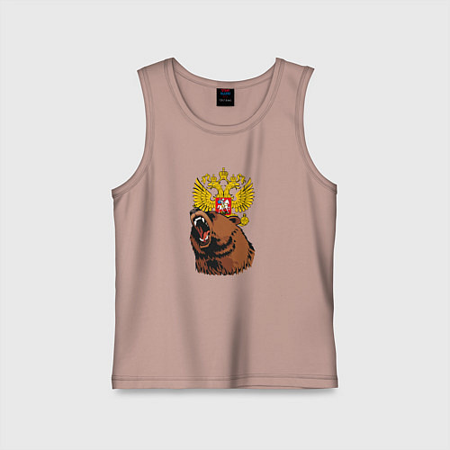 Детская майка Патриотичный медведь на фоне герба / Пыльно-розовый – фото 1