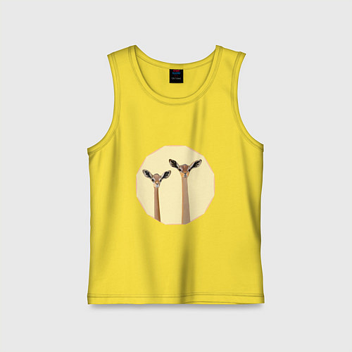 Детская майка Жирафовые газели геренук на бежевом фоне / Желтый – фото 1