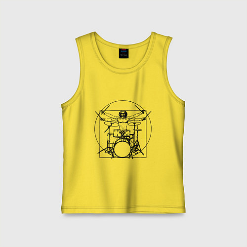 Детская майка Vitruvian drummer / Желтый – фото 1