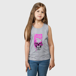 Майка детская хлопок Череп с розовых очках - Hooligan, цвет: меланж — фото 2