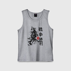 Майка детская хлопок Самурай с мечом в шлеме, цвет: меланж