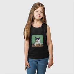 Майка детская хлопок Мем - голодный кот, цвет: черный — фото 2