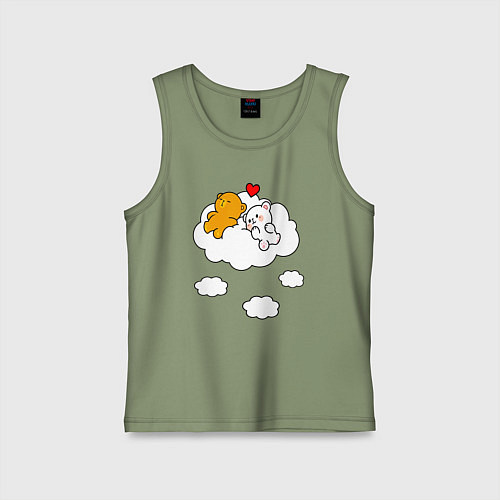 Детская майка Влюбленные медвежата на облаке / Авокадо – фото 1