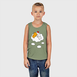 Майка детская хлопок Влюбленные медвежата на облаке, цвет: авокадо — фото 2