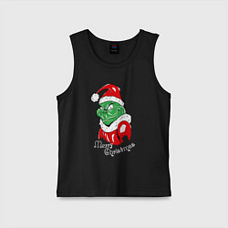 Майка детская хлопок Merry Christmas, Santa Claus Grinch, цвет: черный