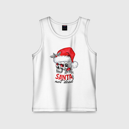 Детская майка Santa is not dead, skull in red hat, holly / Белый – фото 1