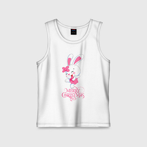 Детская майка Cute bunny, merry Christmas / Белый – фото 1