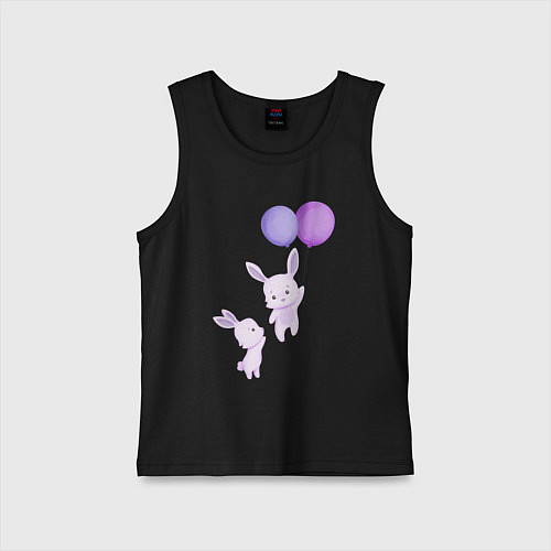 Детская майка Милые крольчата с воздушными шарами / Черный – фото 1