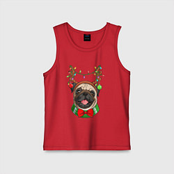 Детская майка Новогодний мопс