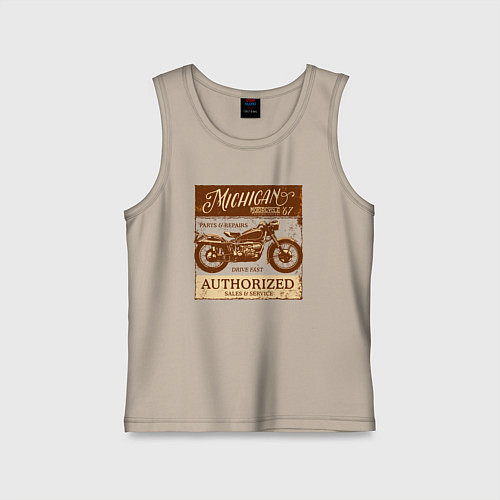 Детская майка Ретро мотоцикл гранж / Миндальный – фото 1