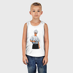 Майка детская хлопок Крутой Сатору Годжо, цвет: белый — фото 2