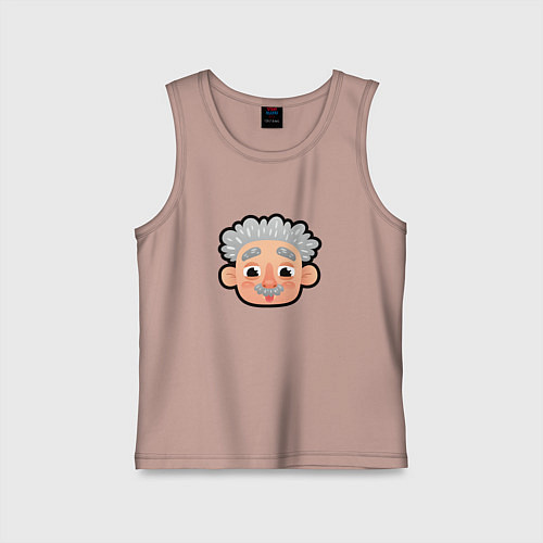 Детская майка Мультяшная голова Эйнштейна / Пыльно-розовый – фото 1