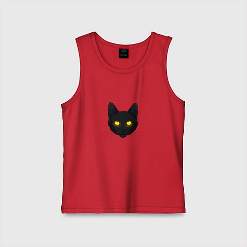 Детская майка Черный кот с сияющим взглядом / Красный – фото 1