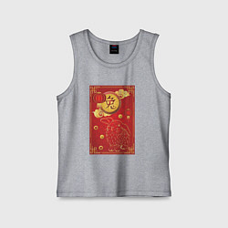 Детская майка Китайский иероглиф и золотой кролик на красном