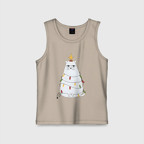 Детская майка Кот-ёлка / Миндальный – фото 1