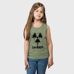 Майка детская хлопок Danger radiation symbol, цвет: авокадо — фото 2